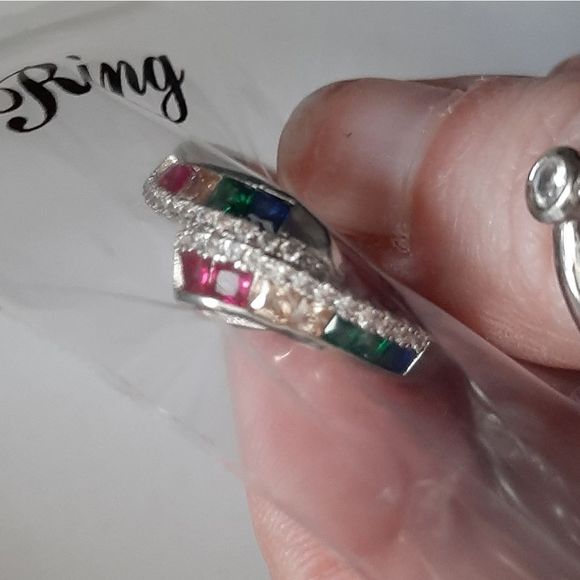 Sterling Silver 925 rainbow of topaz pride ring unisex sz 9 new - Picture 4 of 4